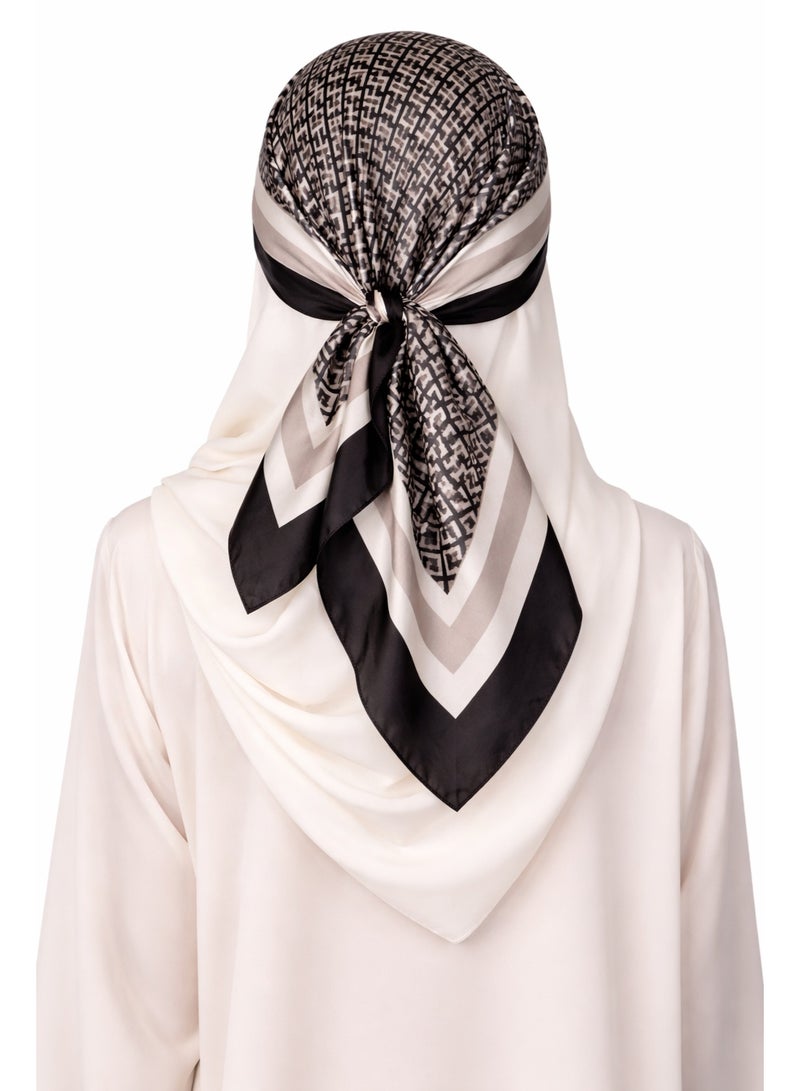 TaimAs Women’s Printed Satin Scarf 90x90 cm – Elegant Square Shawl for Hijab, Neck & Fashion Styling - Image 1
